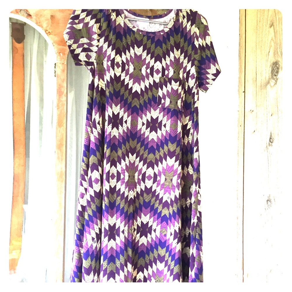 Lularoe purple Aztec Carly dress size small